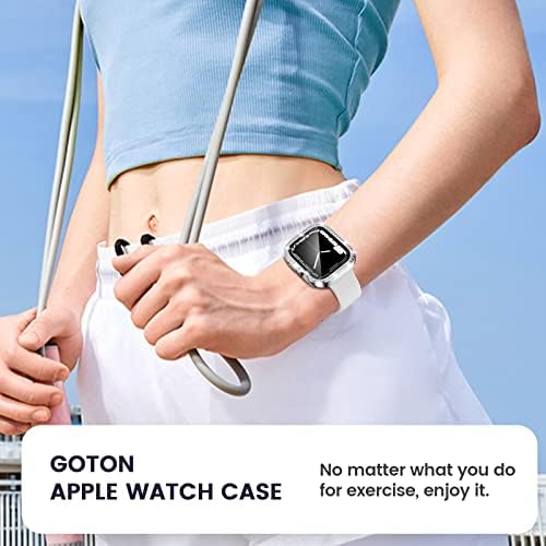 [2 ב -1] Goton עבור Apple Watch Apple Case 44 ממ סדרה 6/5 / 4 / SE מגן על מסך, כיסוי שעון תפוחים עם מגן מסך זכוכית מחוסמת,
